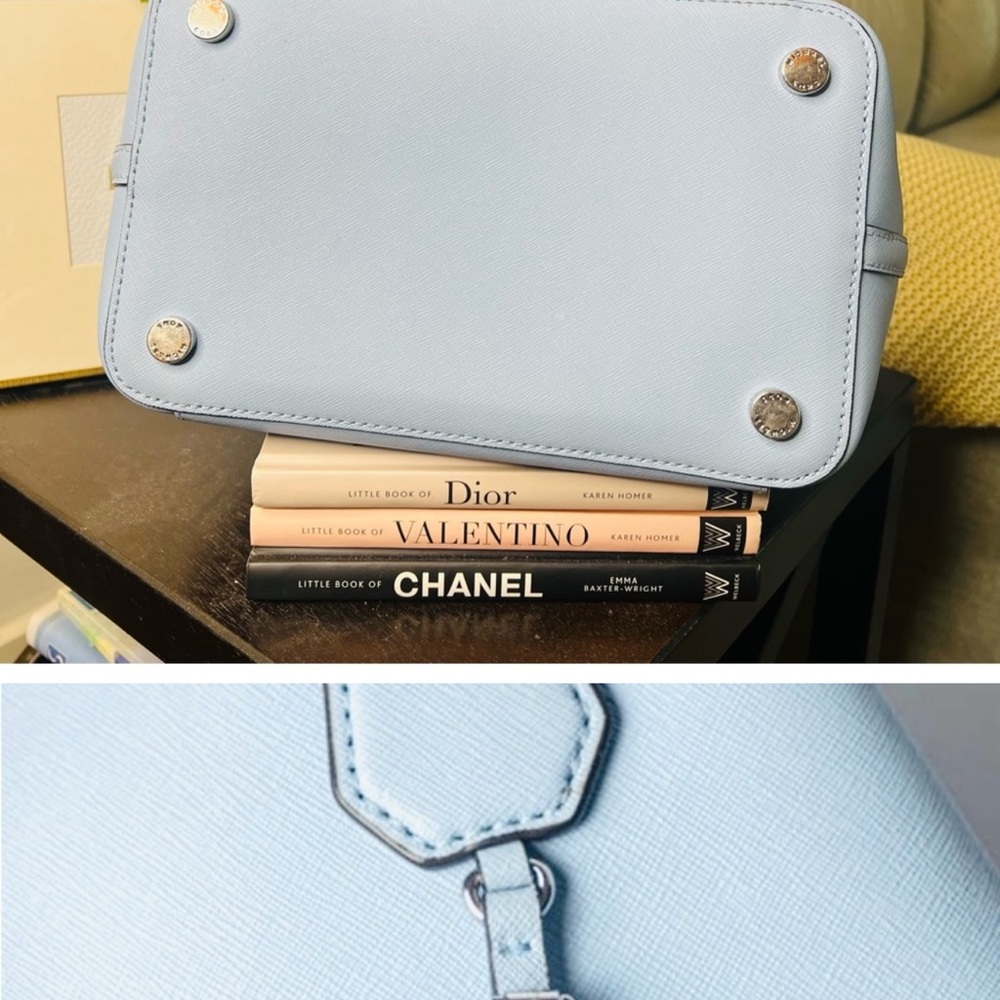 Michael Kors Saffiano Leather Greenwich Bag Powder Blue - Picture 6 of 7